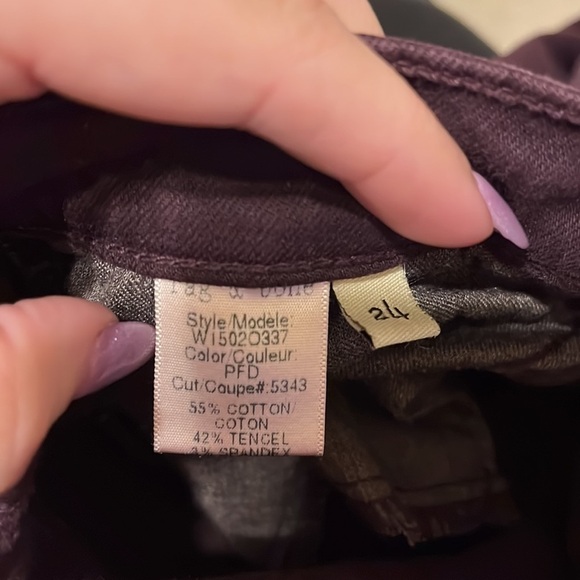Rag & Bone Purple Plum Skinny Stretch Jean Pants Size 24 - Picture 8 of 13